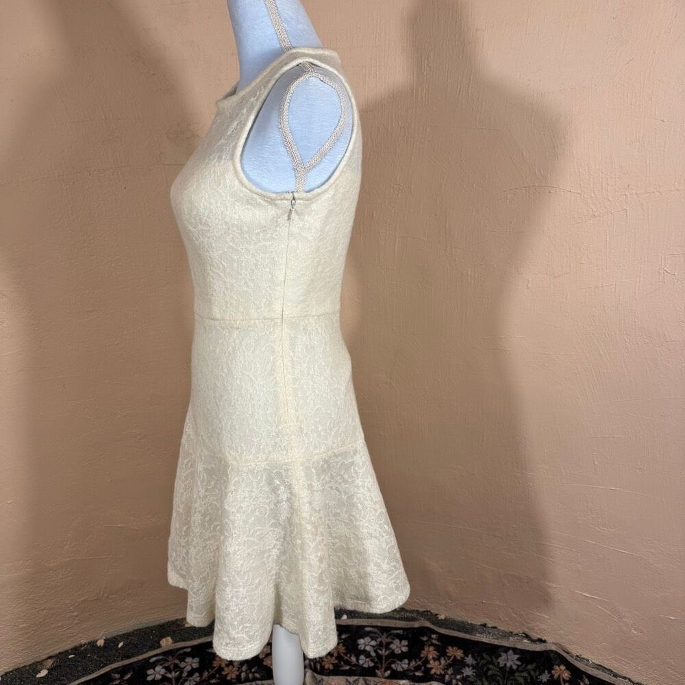Black Halo Cream Lace Fit & Flare Mini Dress | Size 6 | Illusion Neckline - Picture 10 of 12